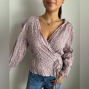 Zara Floral Wrap Longsleeve Top